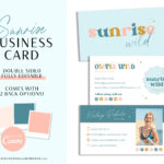 Colorful boho business card template for canva, Create your retro 70s 60s modern minimalist Canva digital Business Card Designs