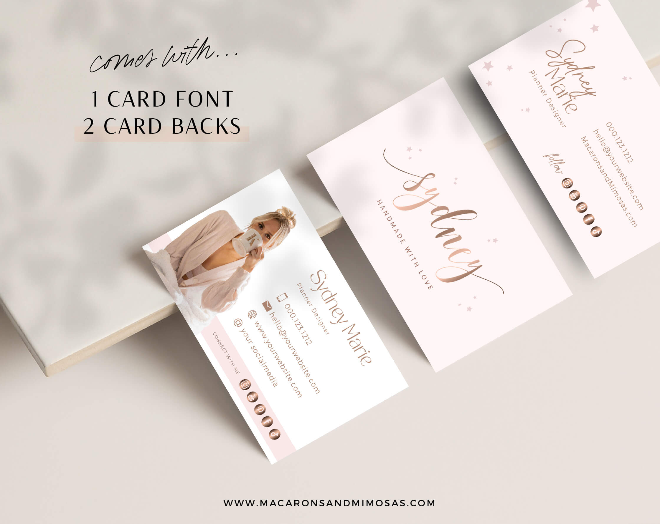 Pretty pink rose gold business card design, How to create modern minimalist Canva Real Estate Business Card Designs