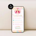 Bright Retro Flower Digital Business Card Template Edit in Canva with Clickable Links