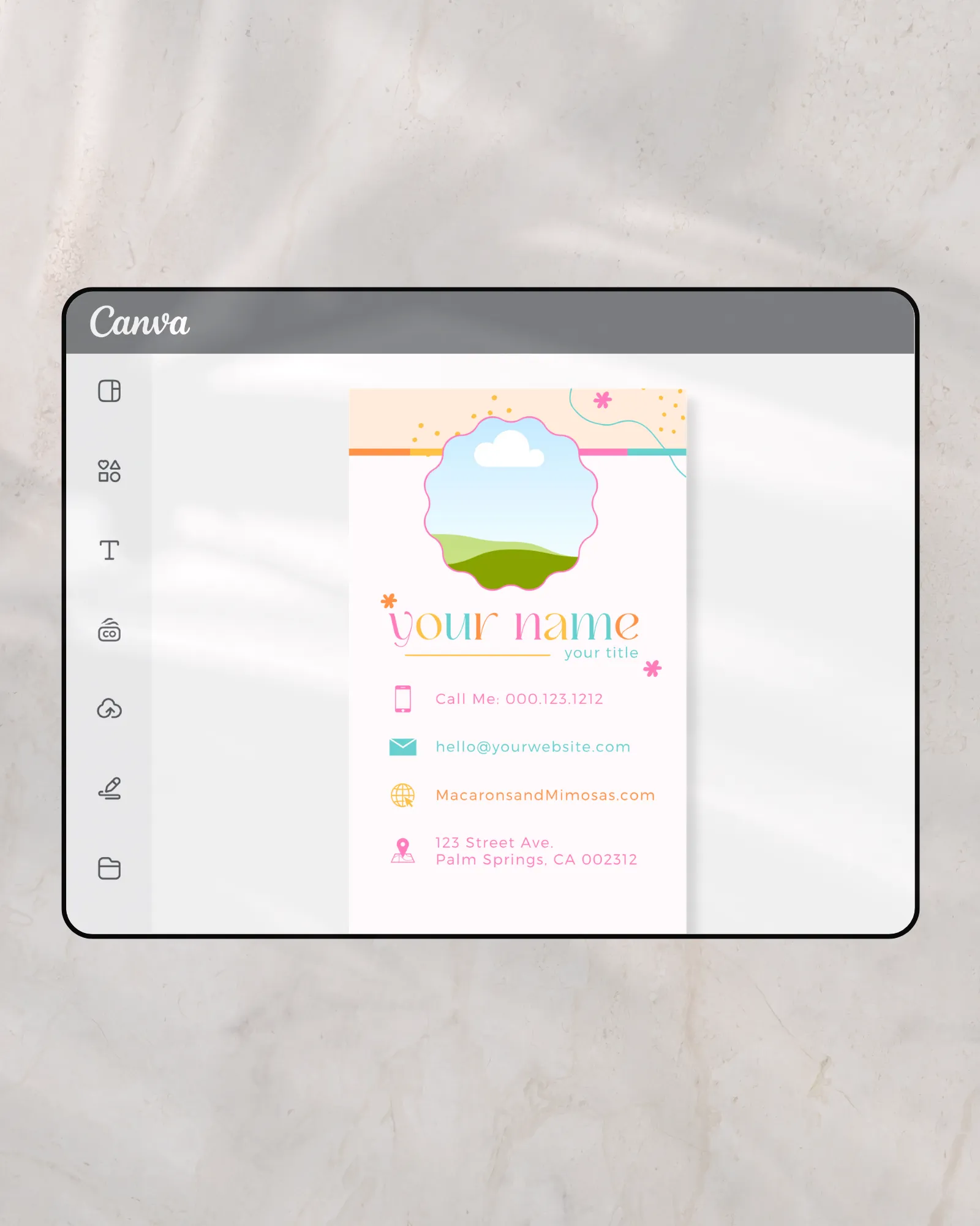 Bright Retro Flower Digital Business Card Template Edit in Canva with Clickable Links