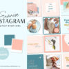 Instagram Post Templates Canva, Bright Creative Instagram Quotes, Fun Blue Engagement Blogger, Beauty, Coach Affirmation Business Bundle