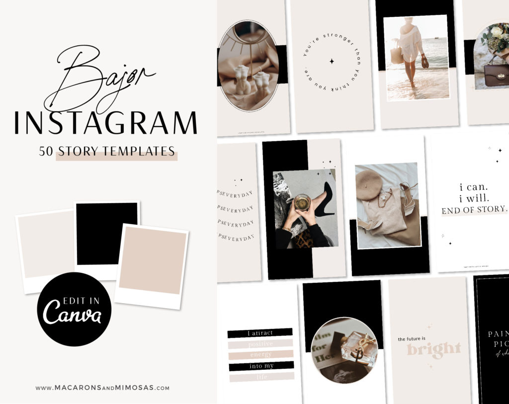 Modern Luxe Instagram Story Templates Canva • Macarons and Mimosas