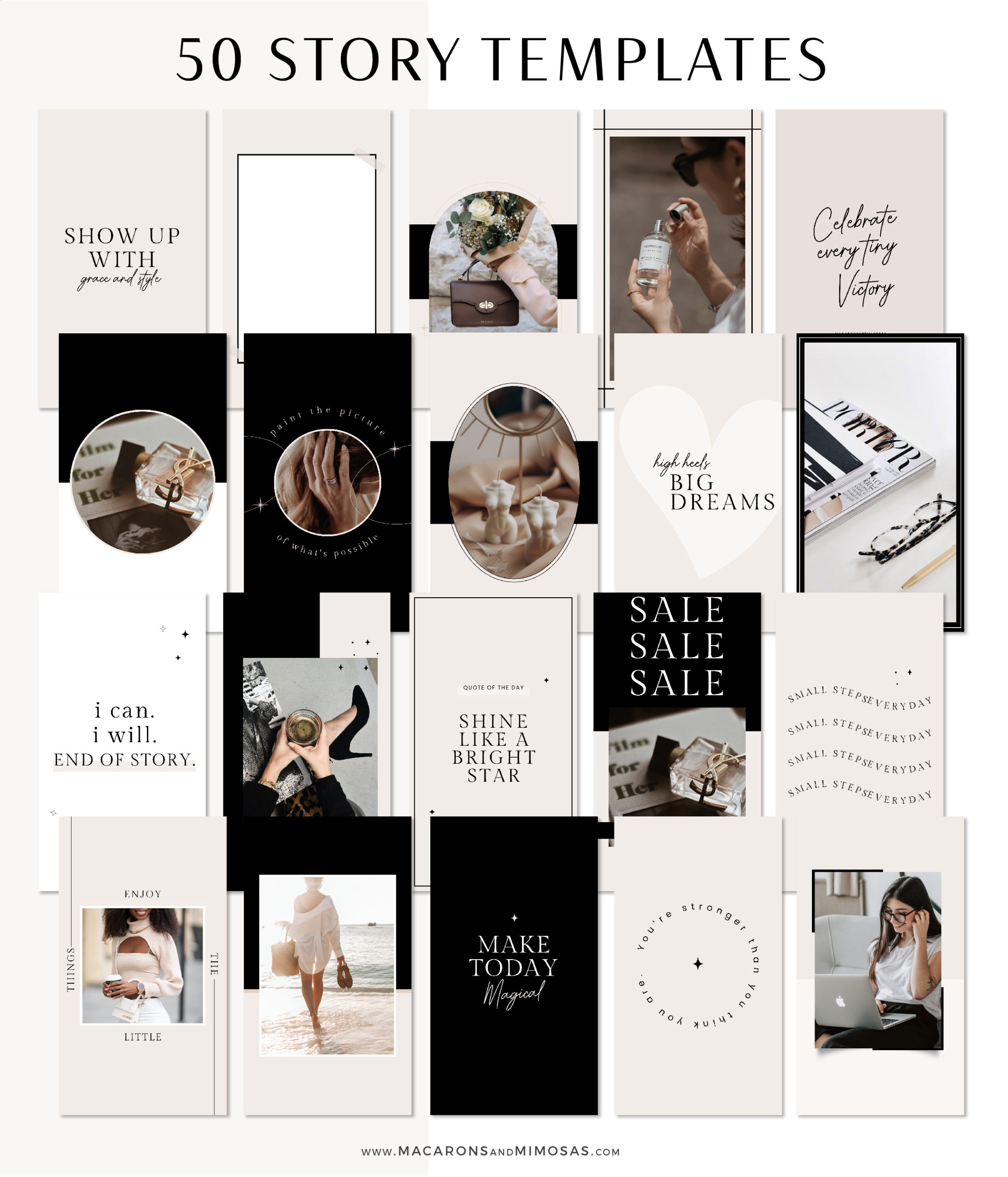 Modern Luxe Instagram Story Templates for Canva, Black White Instagram Templates for Stories Posts, Coach Templates for Instagram Reels