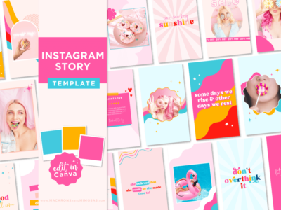 Bright Boho Instagram Story Templates to style your social media. Fun colorful retro vibes design is fully editable in Canva to match your brand.