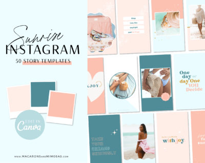 Bright Boho Instagram Story Templates, Fun Creative Instagram Quotes, Blue Engagement Blogger, Beauty, Coach Affirmation Business Bundle