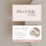 Pretty Pink Business Card Template for Canva in Modern Minimalist Design