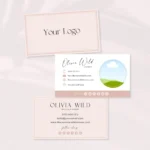 Pretty Pink Business Card Template for Canva in Modern Minimalist Design