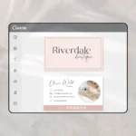 Pretty Pink Business Card Template for Canva in Modern Minimalist Design