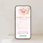 Bright Rainbow Lemonde Stand Digital Business Card Template for Canva with Social Media Clickable links