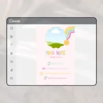 Bright Rainbow Lemonde Stand Digital Business Card Template for Canva with Social Media Clickable links