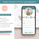 Colorful boho digital business card Template editable in Canva with clickable links, How to create your DIY Retro Digital Business Card