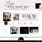 Modern Etsy Banner Set, Brand your Etsy Shop Business with minimalist Logos and Branding Kit, Black and Nude Etsy Shop Kit, Etsy Templates