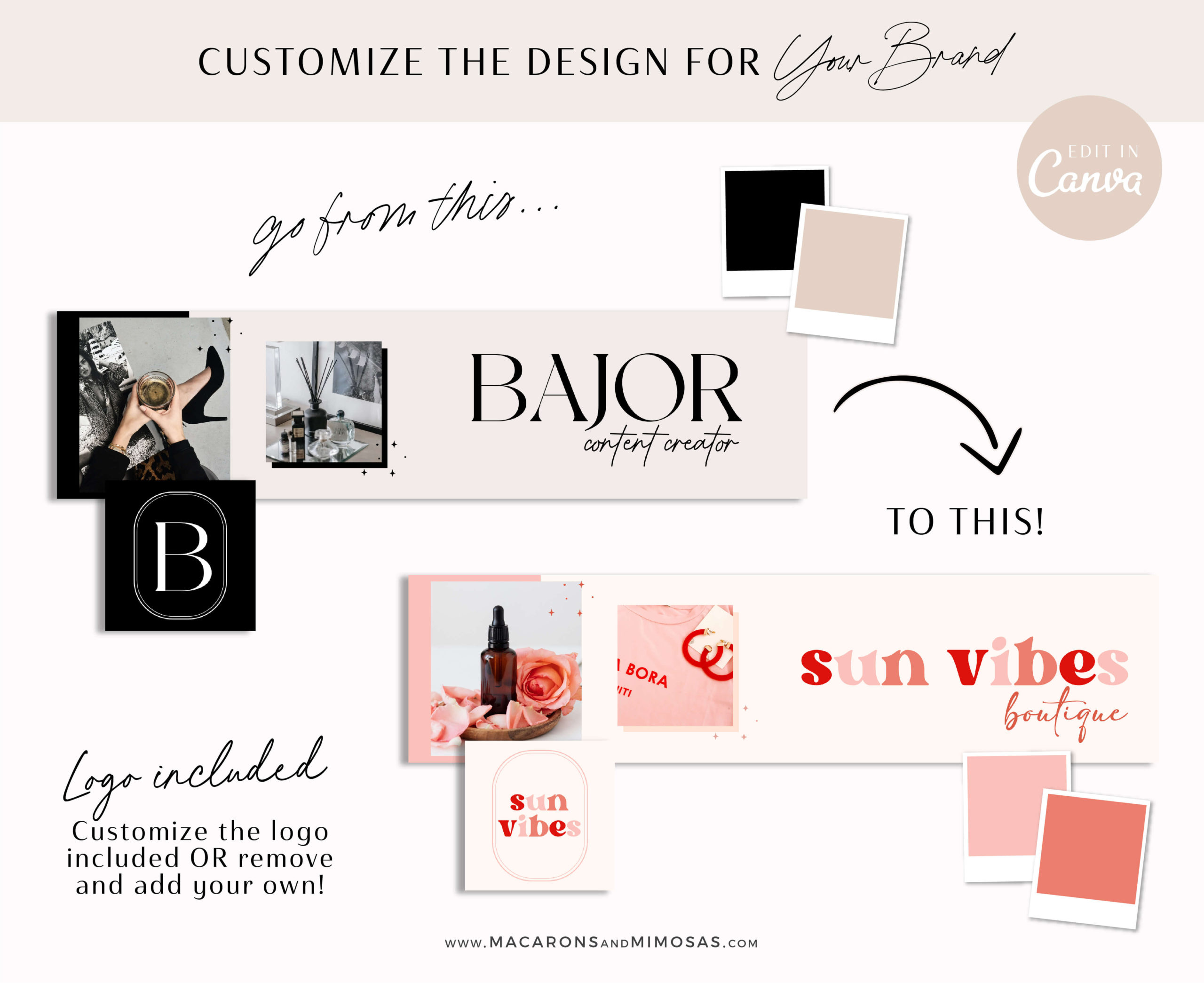Modern Etsy Banner Set, Brand your Etsy Shop Business with minimalist Logos and Branding Kit, Black and Nude Etsy Shop Kit, Etsy Templates