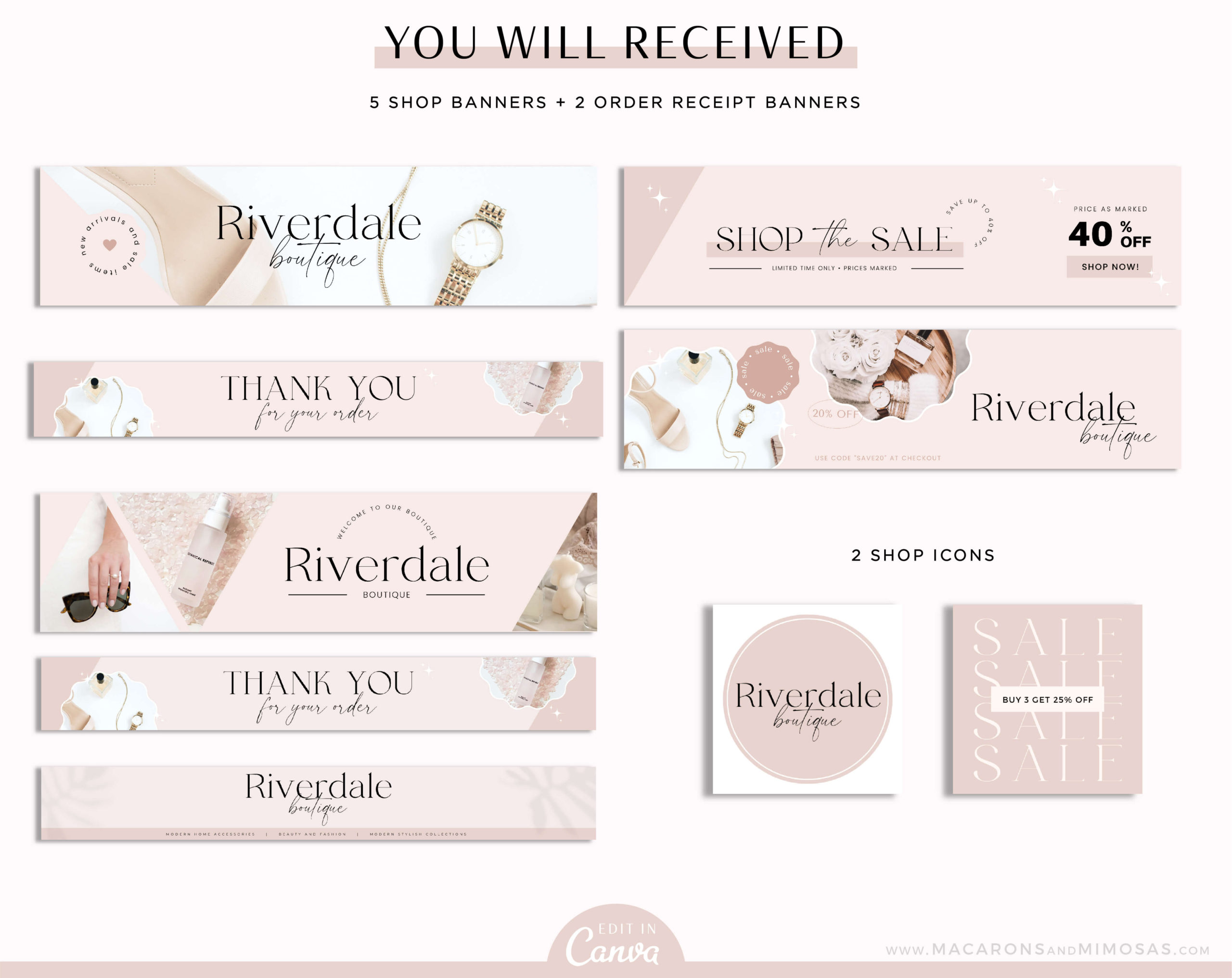 Etsy Banner Kit Pink With Banners Macarons And Mimosas