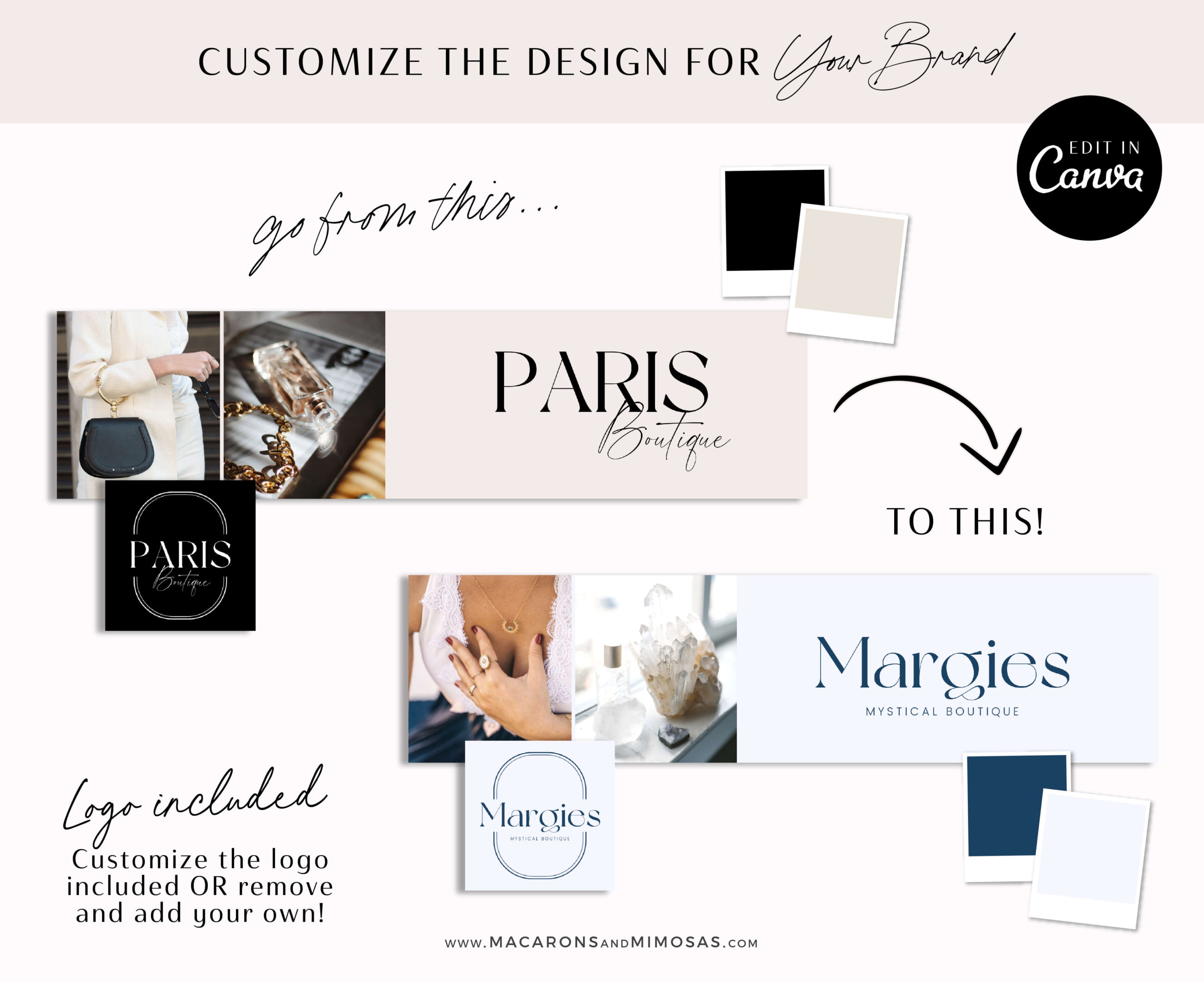 Luxe Etsy Banner Set, Brand your Etsy Shop Business with minimalist Logos and Branding Kit, Black and White Etsy Shop Kit, Etsy Templates