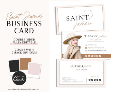 Neutral boho business card template for Canva, How to create DIY Modern Minimalist Black Real Estate Business Card Designs, leopard business card branding