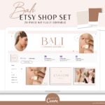 Elegant Neutral Etsy Banner Kit, Brand your Etsy Shop Business with Boho Logos and Branding Kit, Pretty Modern Etsy Shop Kit, Etsy Templates