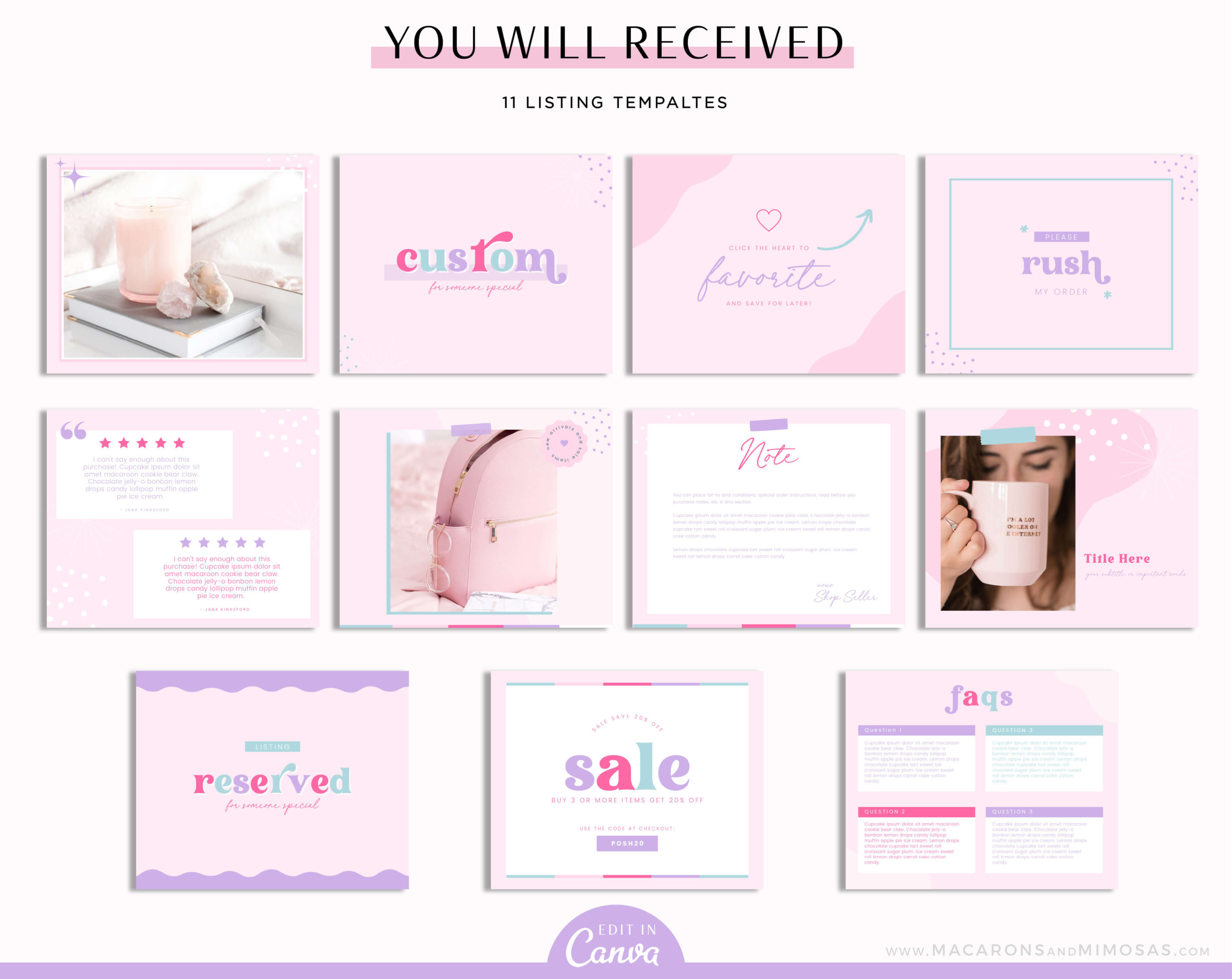 Pink Etsy Shop Banner Kit, Brand your Etsy Shop Business with Pretty Logos and Branding Kit, Etsy Seller Sucess Shop Set and Tips