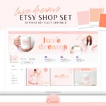 Boho Etsy Shop Branding Kit customizable in Canva, Brand your Etsy Shop Business with Pretty Logos and Branding Kit, Etsy Seller Sucess Shop Set and Tips