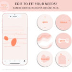 Instagram Highlight Icons Bright, Covers for Instagram Stories, Boho Abstract IG Highlight Covers, Canva Instagram Highlight Icons Pack