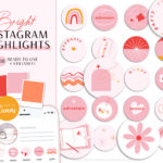 Bright Boho Instagram Highlight Covers, Covers for Instagram Stories Minimal, Pink IG Highlight Covers, Canva Instagram Highlight Icons Pack