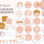 Boho Instagram Highlight Covers, Covers for Instagram Stories Minimal, Pink IG Highlight Covers, Canva Instagram Highlight Icons Pack
