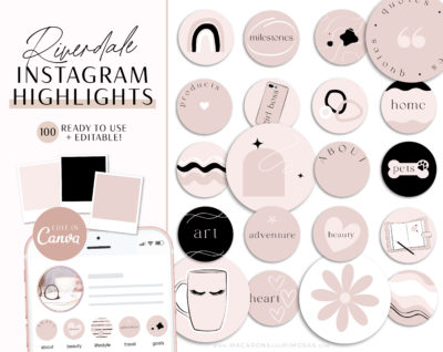 Pink Instagram highlight covers, Instagram Highlight Icon Pack in Pink editable in Canva for Beauty, Fashion and Small Business Owners