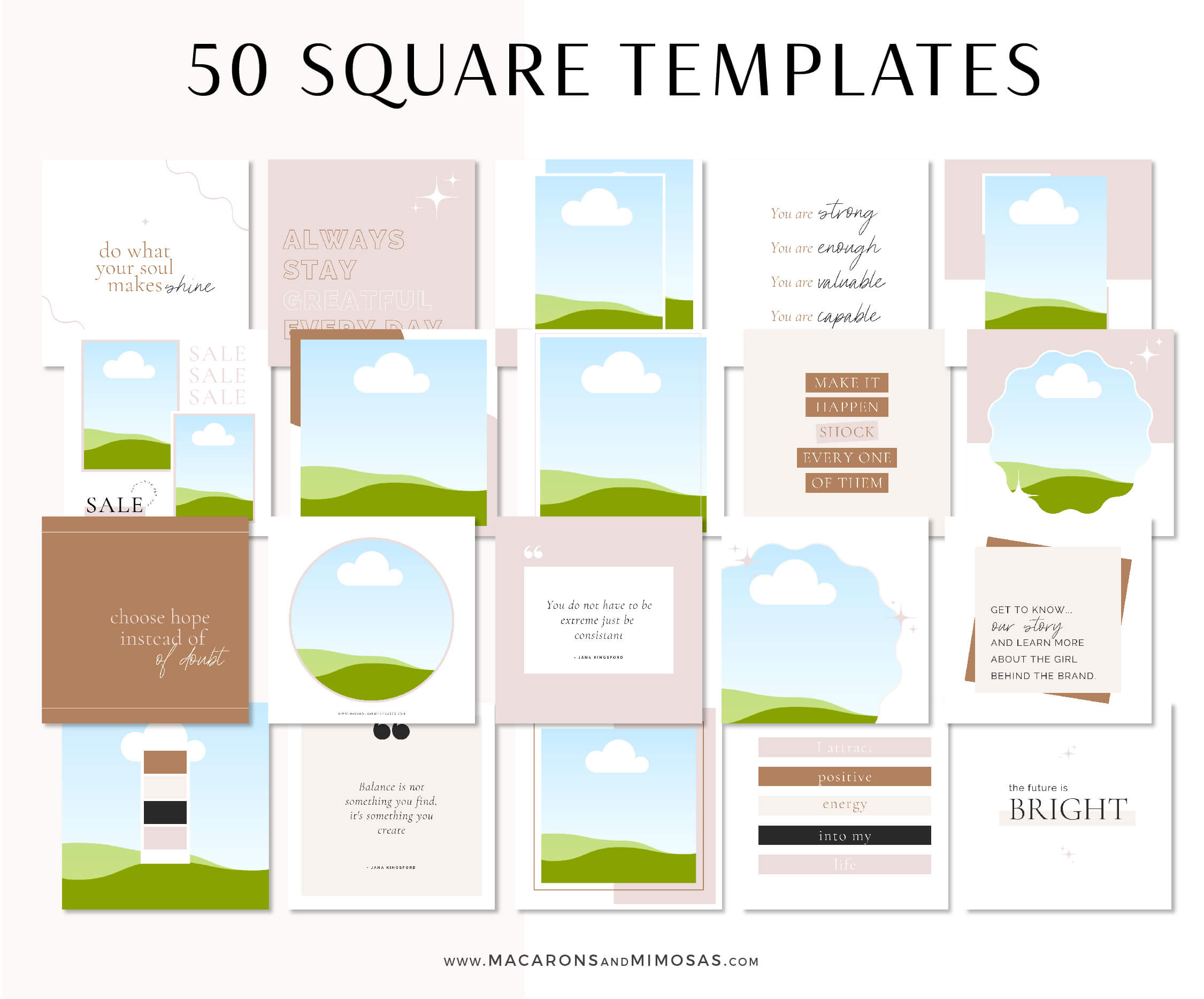 Neutral Instagram Post Templates for Canva, Pink White Instagram Templates for Stories and Posts, Beauty Templates for Instagram Reels