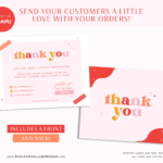 Bright Boho Canva Thank You Note, Customizable fun and colorful Packaging Insert Card, DIY Aesthetic Discount Coupon Thank You design