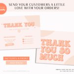 Boho Thank You Card Template, Customizable Pink and Orange Packaging Insert Card, DIY Aesthetic Discount Coupon Thank You For Your Order