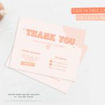 Boho Thank You Card Template, Customizable Pink and Orange Packaging Insert Card, DIY Aesthetic Discount Coupon Thank You For Your Order