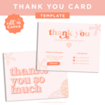 Pink Orange Boho Thank You Card Template, Customizable Pink and Orange Packaging Insert Card, DIY Aesthetic Discount Coupon Thank You For Your Order