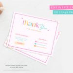Bright Retro thank you card Template in pink and teal, Customizable fun and colorful Packaging Insert Card, DIY Aesthetic Discount Coupon Thank You design