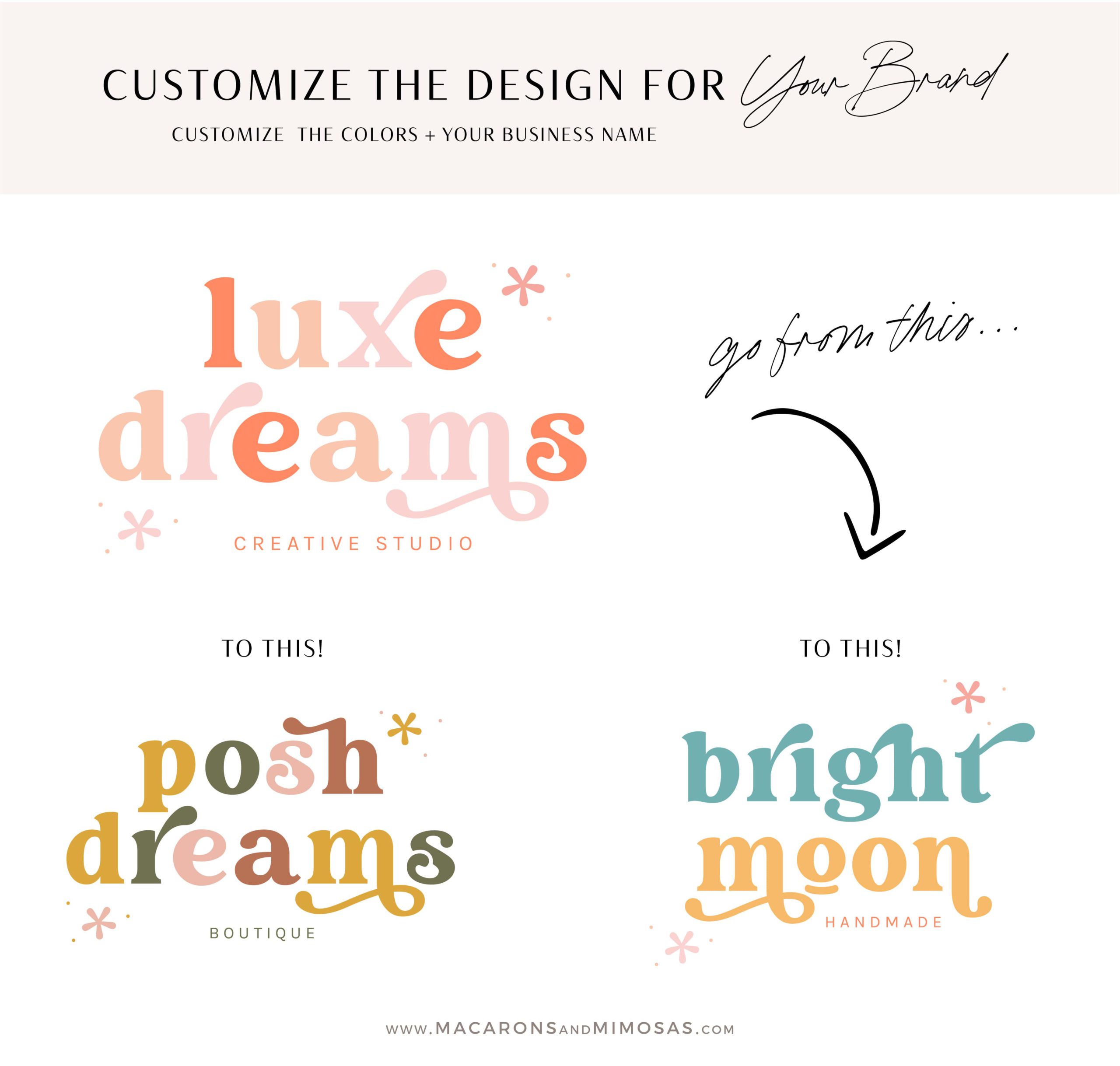 pink boho custom logo design, editable bohemian small business logo template