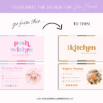 Colorful boho business card template with clickable links, Canva DIY Modern Minimalist Pink Blue Pretty Retro Digital Business Card