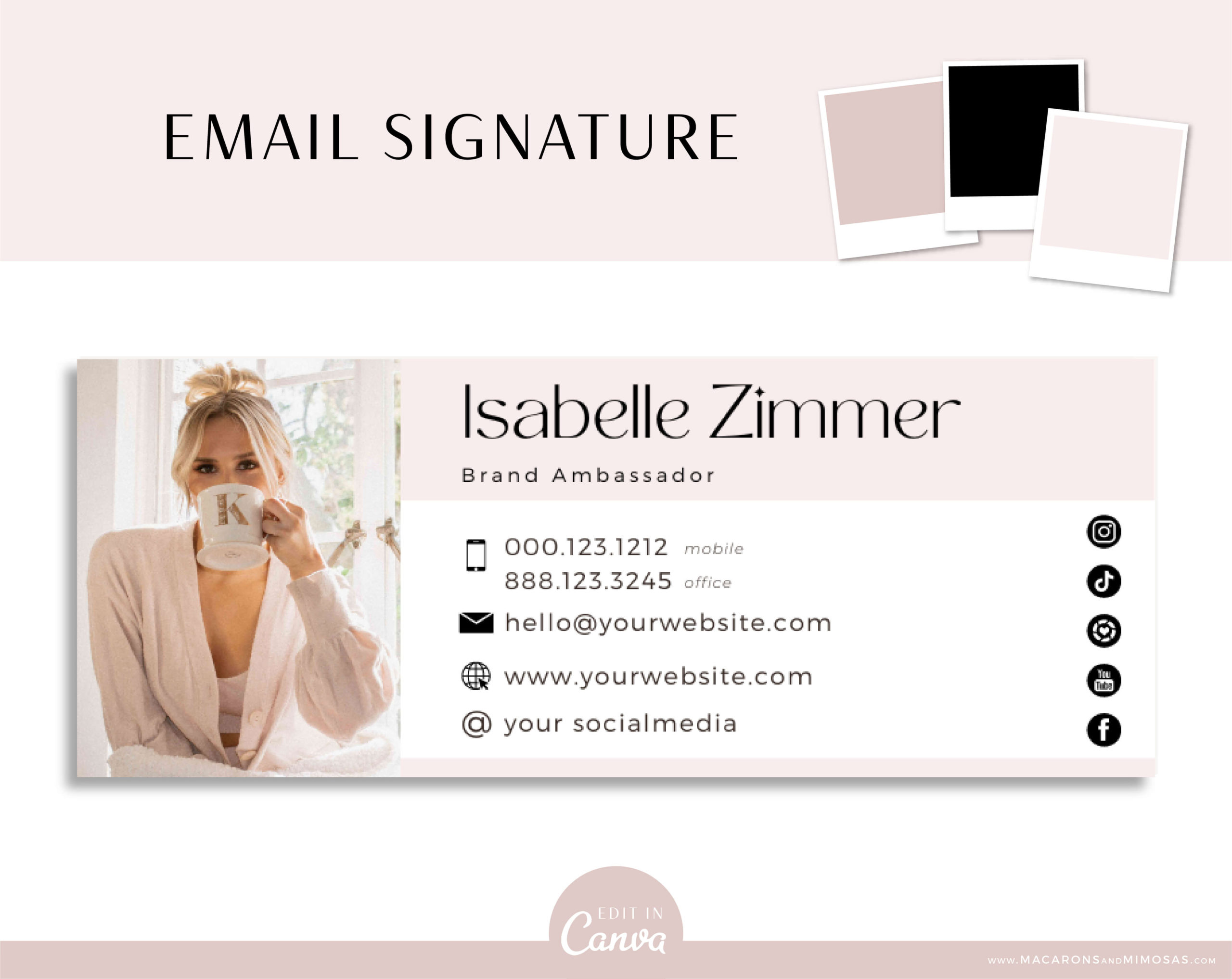 Pretty Pink Email Signature for Brand Ambassadors and Boutique