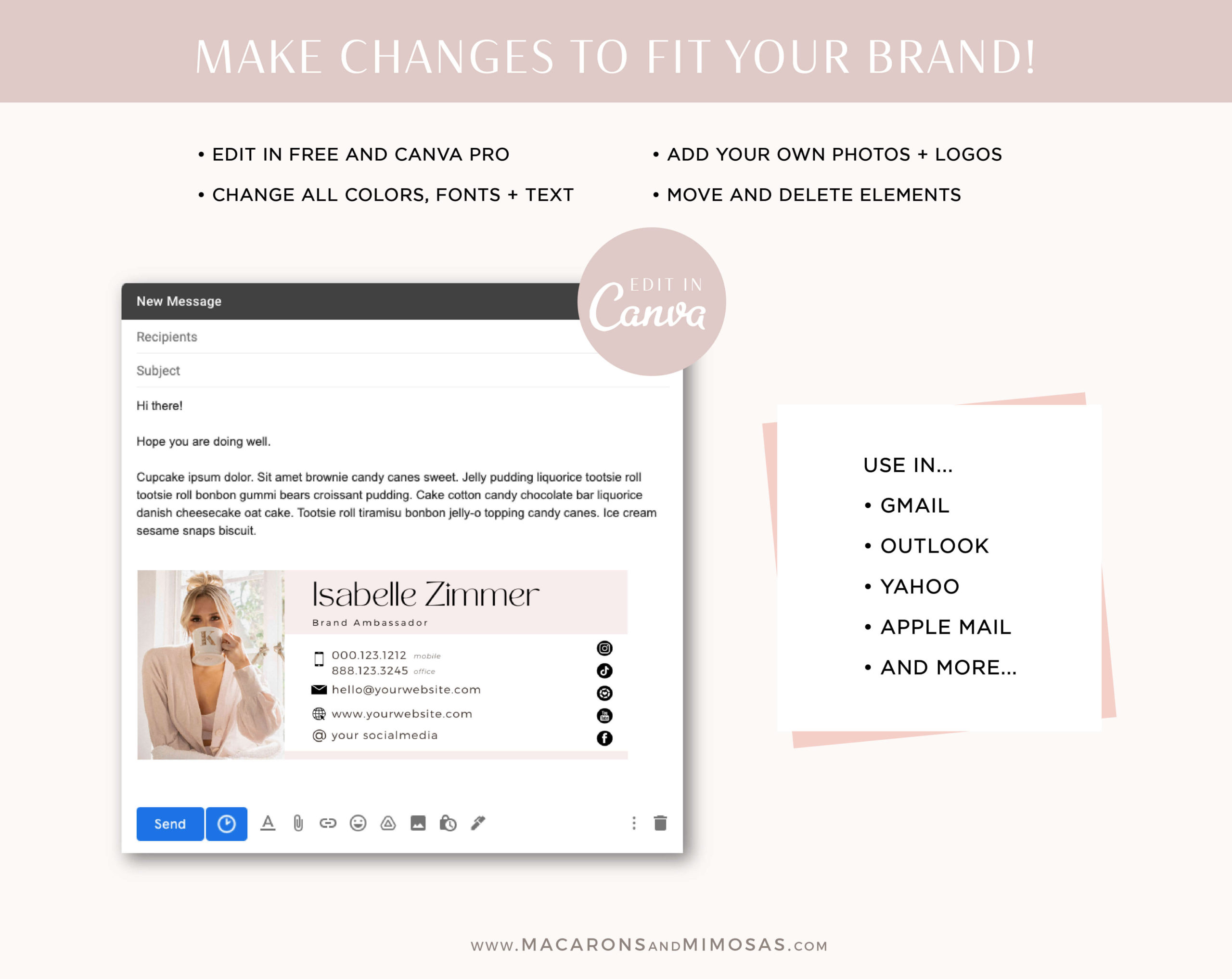 Pretty Pink Email Signature for Brand Ambassadors and Boutique