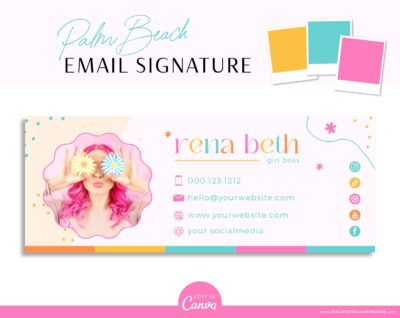 Bright Retro Email Signature Template with Logo, Best Seller Bright Retro Marketing Tool, Professional Real Estate Picture Signature, Realtor Gmail Design