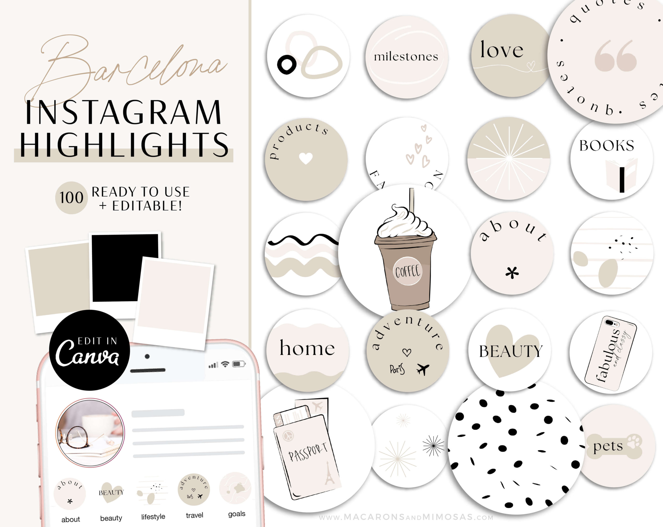 Instagram Highlight Covers Pink Heart: 100 Free Templates