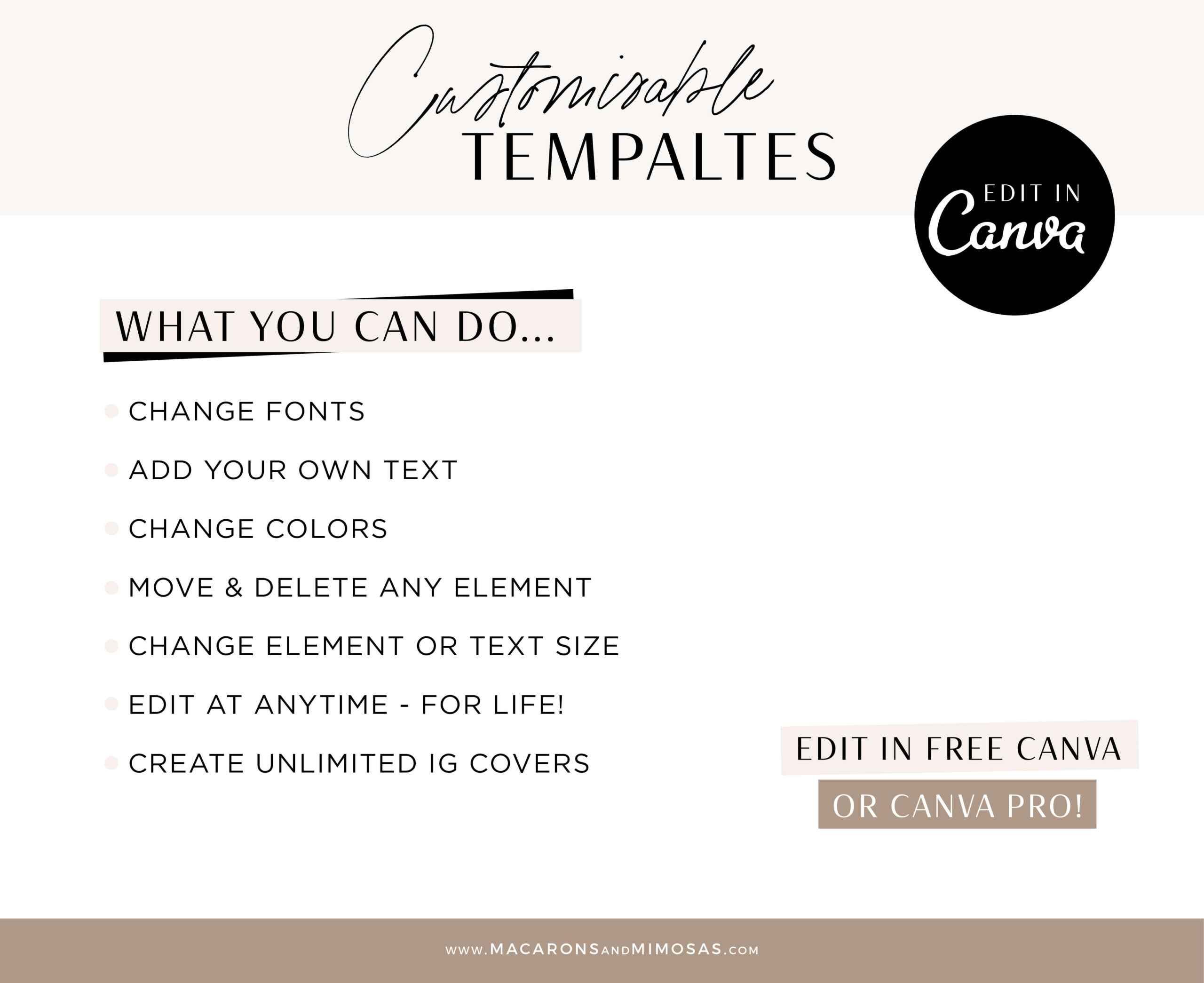 Instagram Highlights Canva Templates Beige and Black, Covers for Instagram Stories Minimal, Beige IG Highlight Covers, DIY Canva Instagram Icons