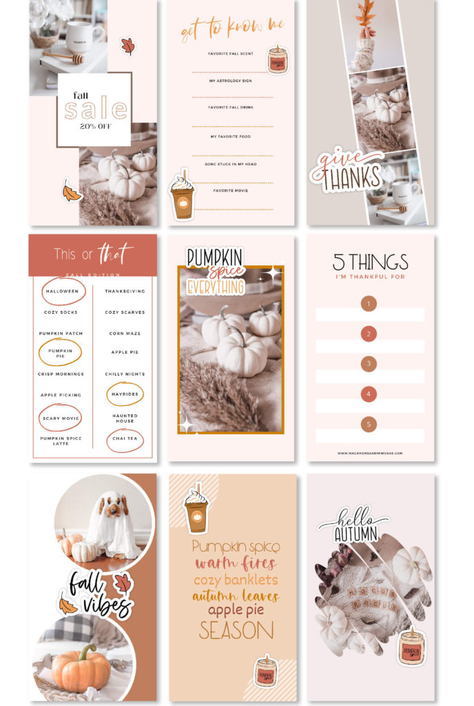 Free Boho Canva Templates for Fall and Autumn, Pumpkin Space Templates Free