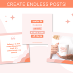 Pink Boho Instagram Post Templates Canva, Bright Quotes for Instagram, Creative Instagram Templates, Colorful Canva Designs, Small Business Brand