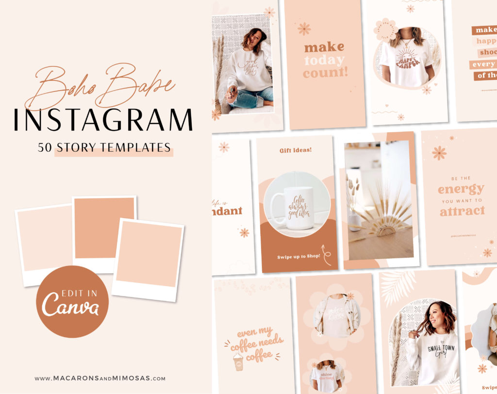 Neutral Boho Instagram Post Templates • Macarons and Mimosas