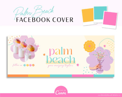 Bright Boho Facebook Banner Set editable in Canva, DIY Customizable Facebook Cover Design for Social Media Template with Logo Brand