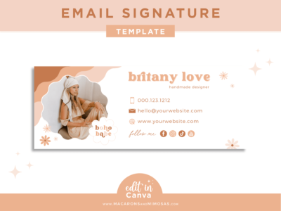 boho email signature, Gmail Email Signature Template Logo, Best Seller Realtor Marketing Tool, Professional Signature, Contact Card Design