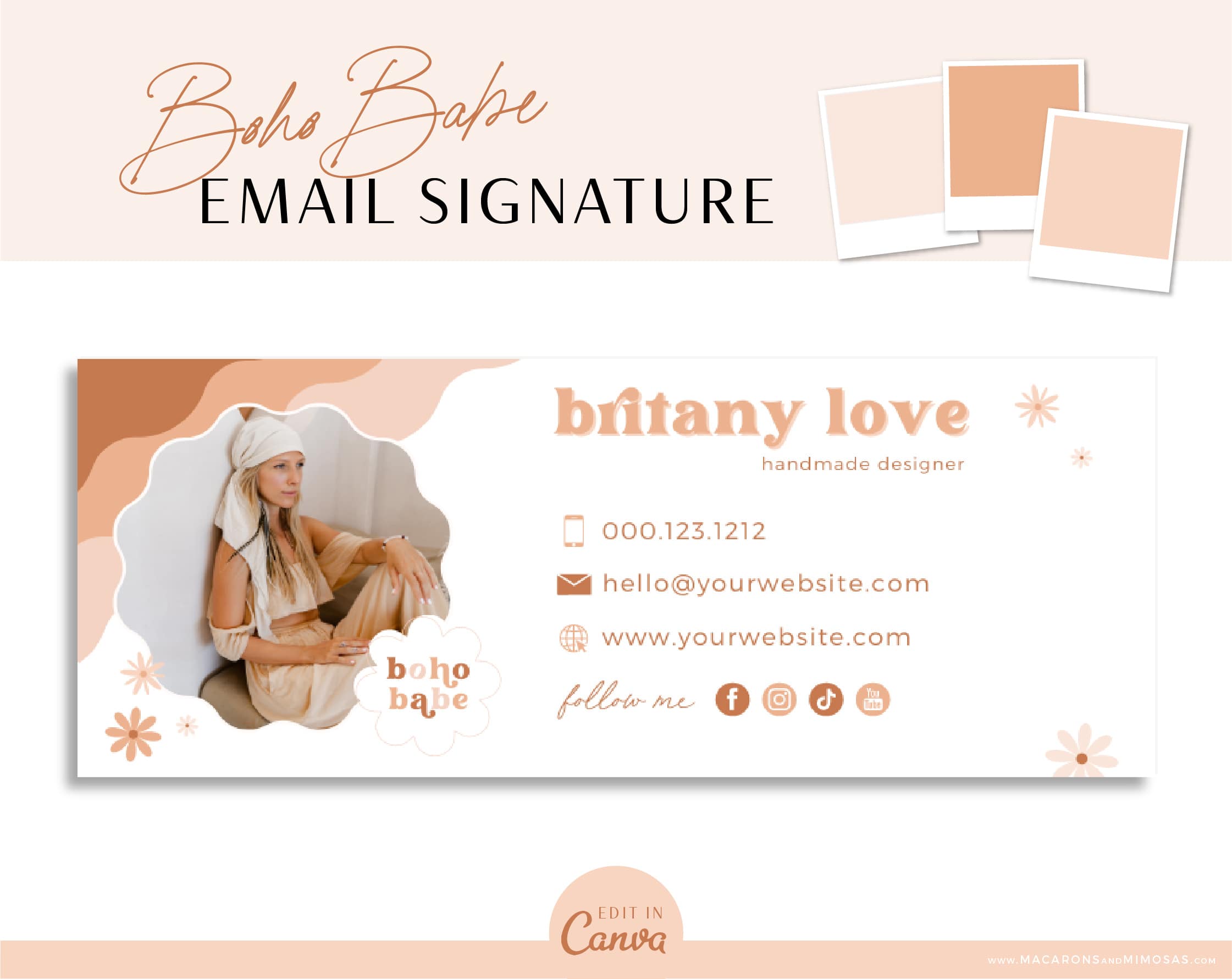 boho email signature, Gmail Email Signature Template Logo, Best Seller Realtor Marketing Tool, Professional Signature, Contact Card Design