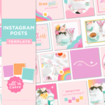 Instagram feed template bundle in a bright colorful design. These Fun rainbow templates are editable in Canva for your Instagram Business.