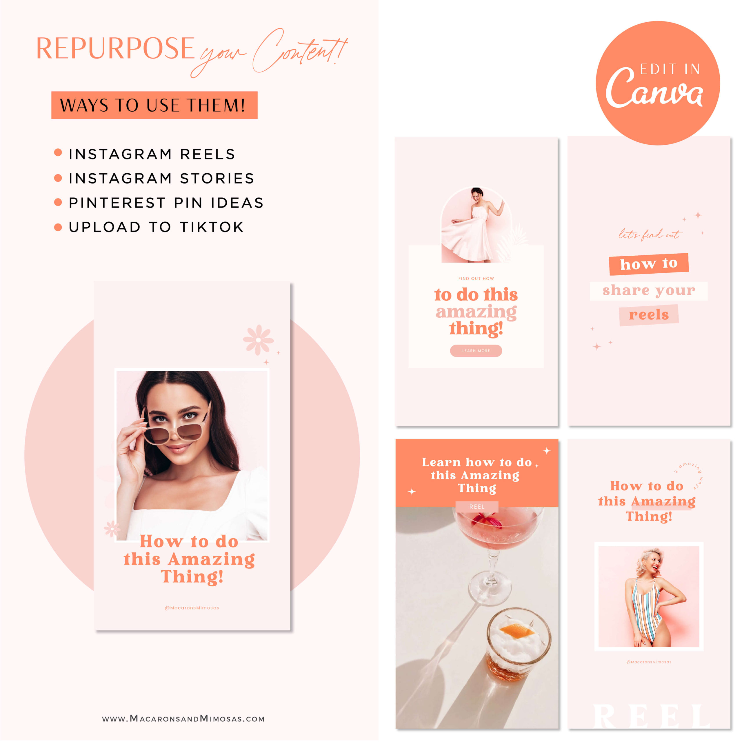Instagram Reel Templates Pink Boho Canva, Bright Quotes for Instagram, Creative Instagram Templates, Colorful Canva Designs, Small Business Brand