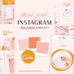 Instagram Reels Pink Boho, Content Creator Reel Covers Editable in Canva, Instagram Stories, TikTok and Pinterest, Bright Boho Social Media Bundle