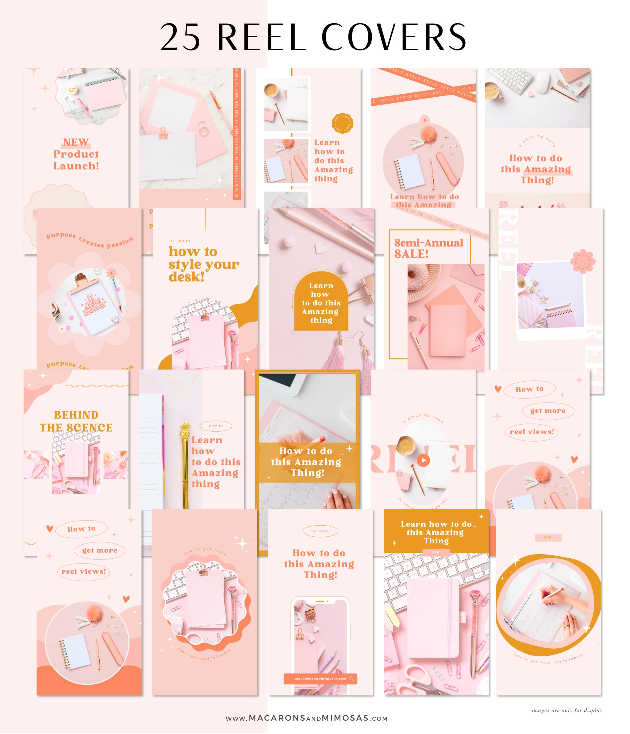 Instagram Reels Pink Boho, Content Creator Reel Covers Editable in Canva, Instagram Stories, TikTok and Pinterest, Bright Boho Social Media Bundle